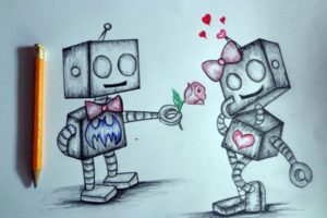 dibujo robots amor